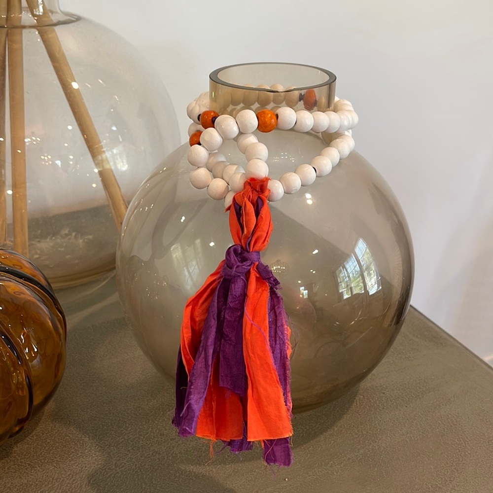 White beaded tassel necklace